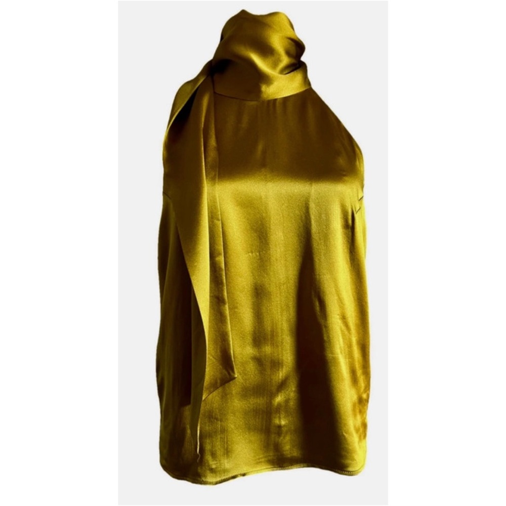 NWOT Galvan SILK Sienna Tie-Back Halter Top in Gold